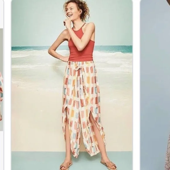 Anthropologie Lilka Watercol Colorful Wrap Legs Palazzo - Picture 5 of 5